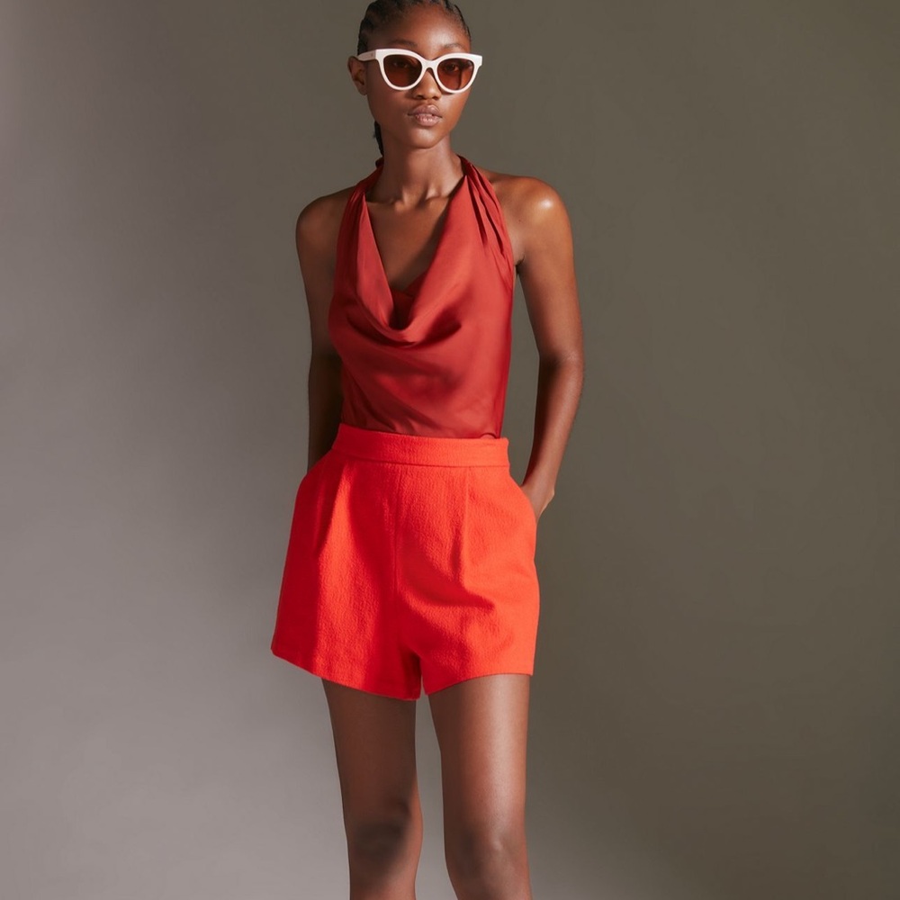NWT : Anthropologie Dolan Halter Top Cedar Rust Drape Cowl Neck Sleeveless Large